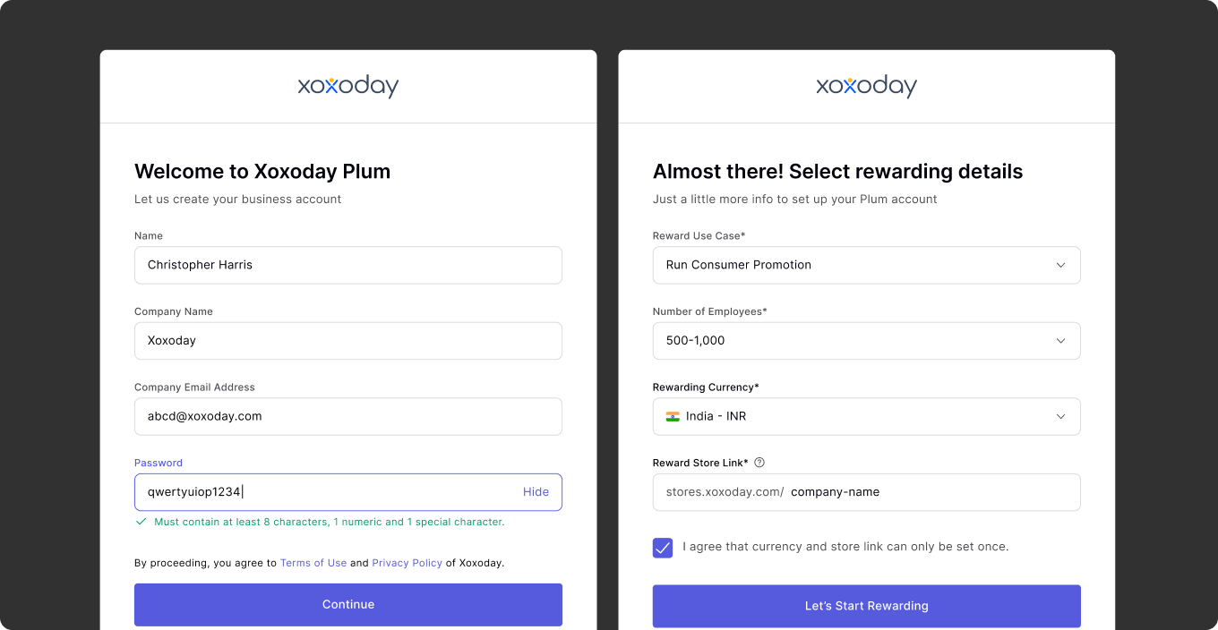 Heavy decision-driven signup with use case selection and rewarding details